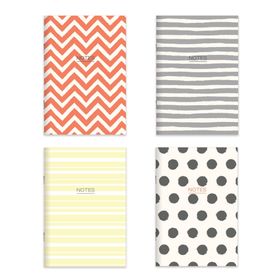 Keskin Color Karton Kapak Hafif Kağıt Mercan 2 Çizgili + 2 Düz 14x20 cm 24 Yaprak 4'lü Defter