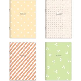 Keskin Color Karton Kapak Hafif Kağıt Mercan 2 Çizgili + 2 Düz 14x20 cm 24 Yaprak 4'lü Defter