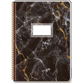 Keskin Color Marble 80 Yaprak Kareli Karton Kapak Spiralli Siyah 16.5 x 22.5 cm Defter