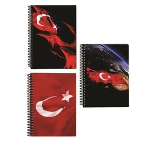 Keskin Color Sert Kapak Bayrak 17x24 120 Yp Çizgili Spiralli Defter