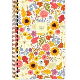 Keskin Color Sert Kapak Çizgili Çiçek Ayçiçeği 13x21 cm Spiralli Defter
