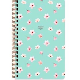 Keskin Color Sert Kapak Çizgili Çiçek Su Yeşili 13x21 cm Spiralli Defter