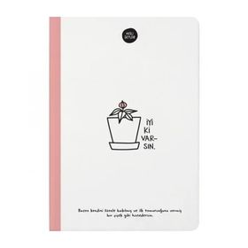 Keskin Color Sert Kapak Hisli Şeyler İyi Ki Varsın 14x20 64 Yaprak Çizgili Cilt Defter
