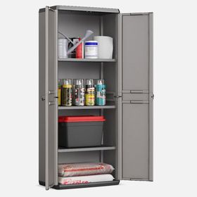 Keter Piu 3 Raflı Çok Amaçlı 166x68x39 cm Gri Plastik Dolap