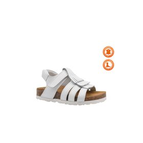 Kids A More Loren Beyaz Tek Cırtlı Püsküllü Deri Kız Çocuk Sandalet