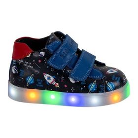 Kids A More Space Gap Dijital Baskılı Deri Işıklı Taban Saks Erkek Çocuk Bot