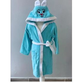 Kids Babies 10-11 Yaş Turkuaz Çocuk Pamuk Kapüşonlu Bornozu