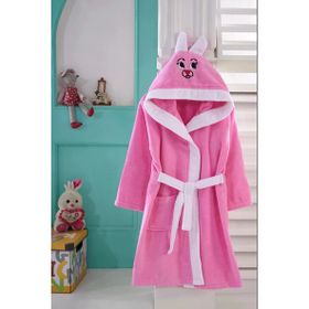Kids Babies 6-7 Yaş Pembe Çocuk Pamuk Kapüşonlu Bornozu