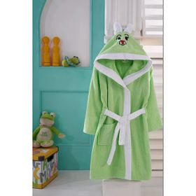 Kids Babies 8-9 Yaş Yeşil Çocuk Pamuk Kapüşonlu Bornozu