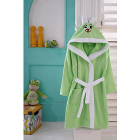 Kids Babies 8-9 Yaş Yeşil Çocuk Pamuk Kapüşonlu Bornozu