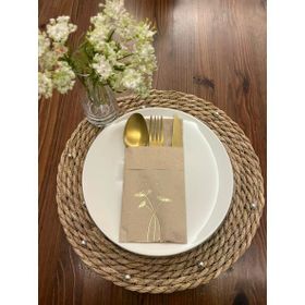 Kidspartim 12'li 40x40 cm Gold Yaldızlı Kraft Cepli Havuç Çiçeği Peçete