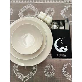 Kidspartim 12'li Gümüş Yaldızlı Siyah Hoşgeldin Ramazan Yeni Ay Desenli Cepli Peçete