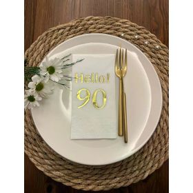 Kidspartim 16'lı Gold Yaldızlı Beyaz hello Doksan Yaş Peçete