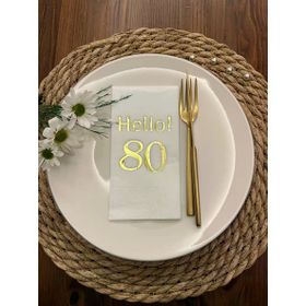 Kidspartim 16'lı Gold Yaldızlı Beyaz hello Seksen Yaş Peçete