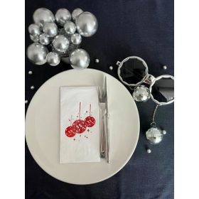 Kidspartim 16'lı Kırmızı Yaldızlı Beyaz Disco Topu Peçete