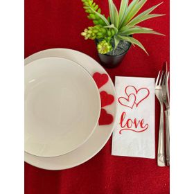 Kidspartim 16'lı Kırmızı Yaldızlı Beyaz Kalpli Love Yazılı Peçete