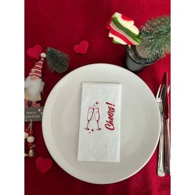 Kidspartim 16'lı Kırmızı Yaldızlı Beyaz Yılbaşı Cheers Peçete