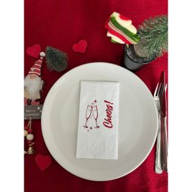 Kidspartim 16'lı Kırmızı Yaldızlı Beyaz Yılbaşı Cheers Peçete