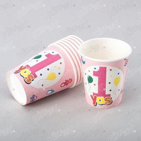 Kikajoy Balonlar 1 Yaş Pembe Karton Bardak