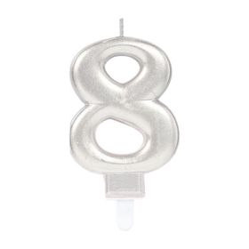 Kikajoy Gümüş Işıltılı 8 Rakam Mum