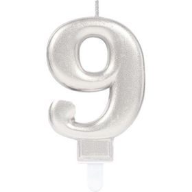 Kikajoy Gümüş Işıltılı 9 Rakam Mum