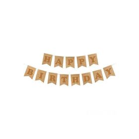 Kikajoy Happy Birthday Kraft Zemin Altın Harf Banner