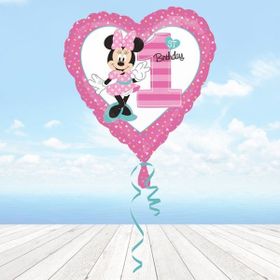 Kikajoy Minnie Mouse Kalp Şekilli 1 Yaş Folyo Balon