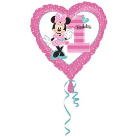 Kikajoy Minnie Mouse Kalp Şekilli 1 Yaş Folyo Balon