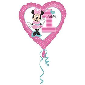 Kikajoy Minnie Mouse Kalp Şekilli 1 Yaş Folyo Balon
