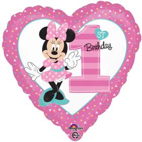 Kikajoy Minnie Mouse Kalp Şekilli 1 Yaş Folyo Balon