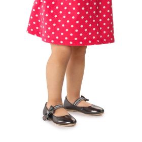 Kiko 252 Vakko Platin Kids Cırtlı Kız Çocuk Taşlı Babet Ayakkabı
