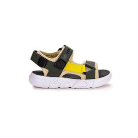 Kiko 2722-27 Haki Sarı Kids Cırtlı Yürüyüş Erkek Çocuk Sandalet