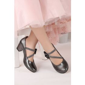 Kiko 750 Platin Vakko 4 cm Topuk Günlük Kız Çocuk Babet