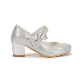 Kiko 752 Gümüş Vakko 4 cm Topuk Günlük Kız Çocuk Babet
