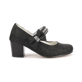 Kiko 752 Siyah Çupra 4 cm Topuk Günlük Kız Çocuk Babet