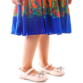 Kiko Kids 254 Rugan Pudra Cırtlı Papyon Taşlı Kız Çocuk Babet