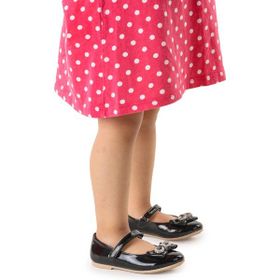 Kiko Kids 254 Rugan Siyah Cırtlı Papyon Taşlı Kız Çocuk Babet