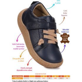 Kiko Kids Arad %100 Deri Lacivert Günlük Erkek Bebek Spor Ayakkabı