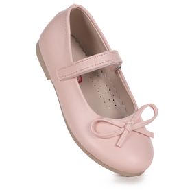 Kiko Kids Barbe Cilt Fiyonklu Cırtlı Kız Çocuk Babet Ayakkabı