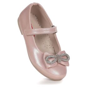 Kiko Kids Bowtie Papyon Taşlı Cırtlı Kız Çocuk Babet