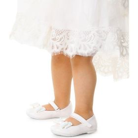 Kiko Kids Ege 200 Rugan Beyaz Cırtlı Fiyonklu Kız Çocuk Babet