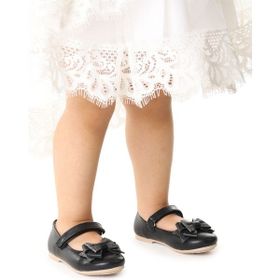 Kiko Kids Ege 202 Cilt Siyah Cırtlı Kum Sim Fiyonklu Kız Çocuk Babet Ayakkabı