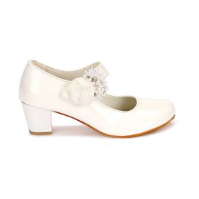 Kiko Kids Kiko 751 Beyaz Rugan 4 cm Topuk Günlük Kız Çocuk Babet