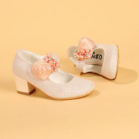 Kiko Kids Kiko 751 Pudra Simli 4 cm Topuk Günlük Kız Çocuk Babet