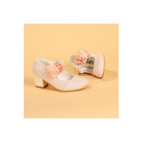Kiko Kids Kiko 751 Pudra Simli 4 cm Topuk Günlük Kız Çocuk Babet