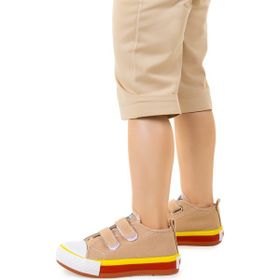 Kiko Kids Linen Cırtlı Keten Bej Erkek Bebek Spor Ayakkabı