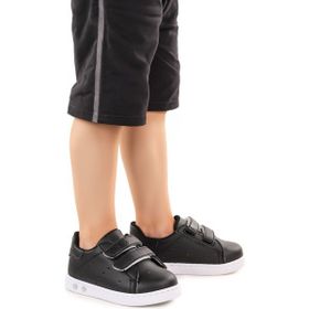 Kiko Kids Royzo Cırtlı Işıklı Siyah Erkek Bebek Spor Ayakkabı