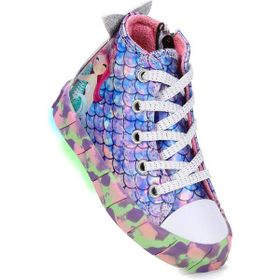Kiko Kids Ruse Deniz Kızı Fermuarlı Işıklı Lila Kız Bebek Spor Ayakkabı