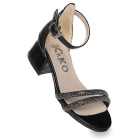 Kiko Kids Sarer Rugan Taşlı Kız Çocuk 3 cm Topuklu Sandalet Abiye Ayakkabı