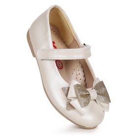 Kiko Kids Silvery Cilt Cırtlı Kum Sim Fiyonklu Kız Çocuk Babet Ayakkabı